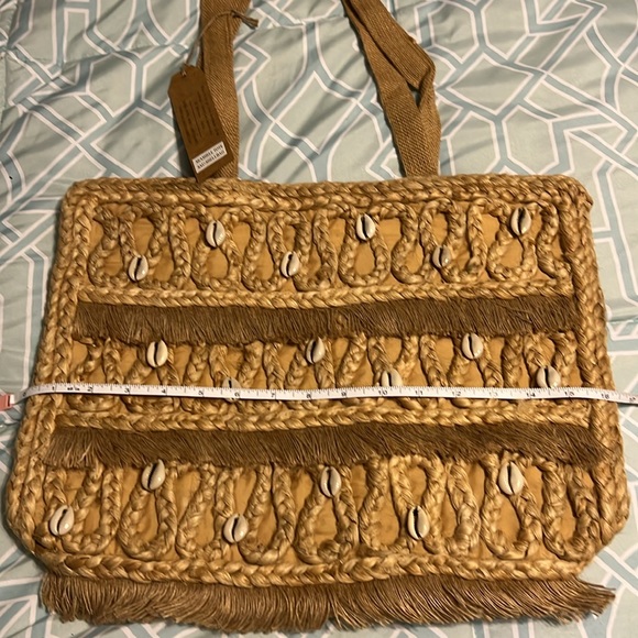NWT SALT + UMBER 100% NATURAL & RECYCLED MATERIALS ISLA JUTE AND SEASHELL TOTE - Picture 10 of 10